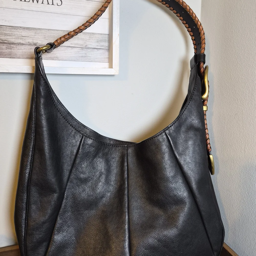 Frye Jackie Black And Brown Leather Hobo Bag - Picture 7 of 10